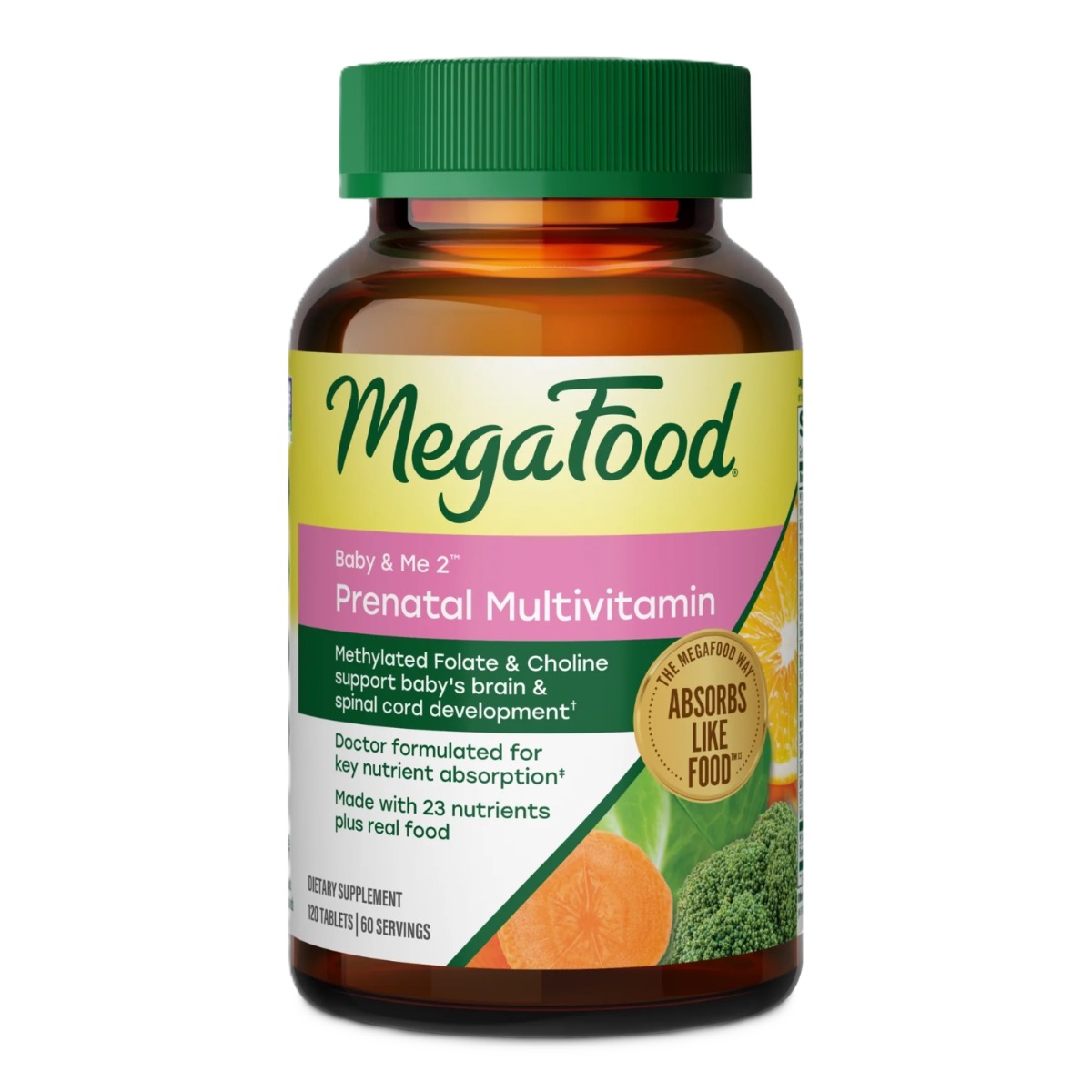 MegaFood Baby & Me 2 Pré-Natal Multivitamínico e mineral 120 tabletes