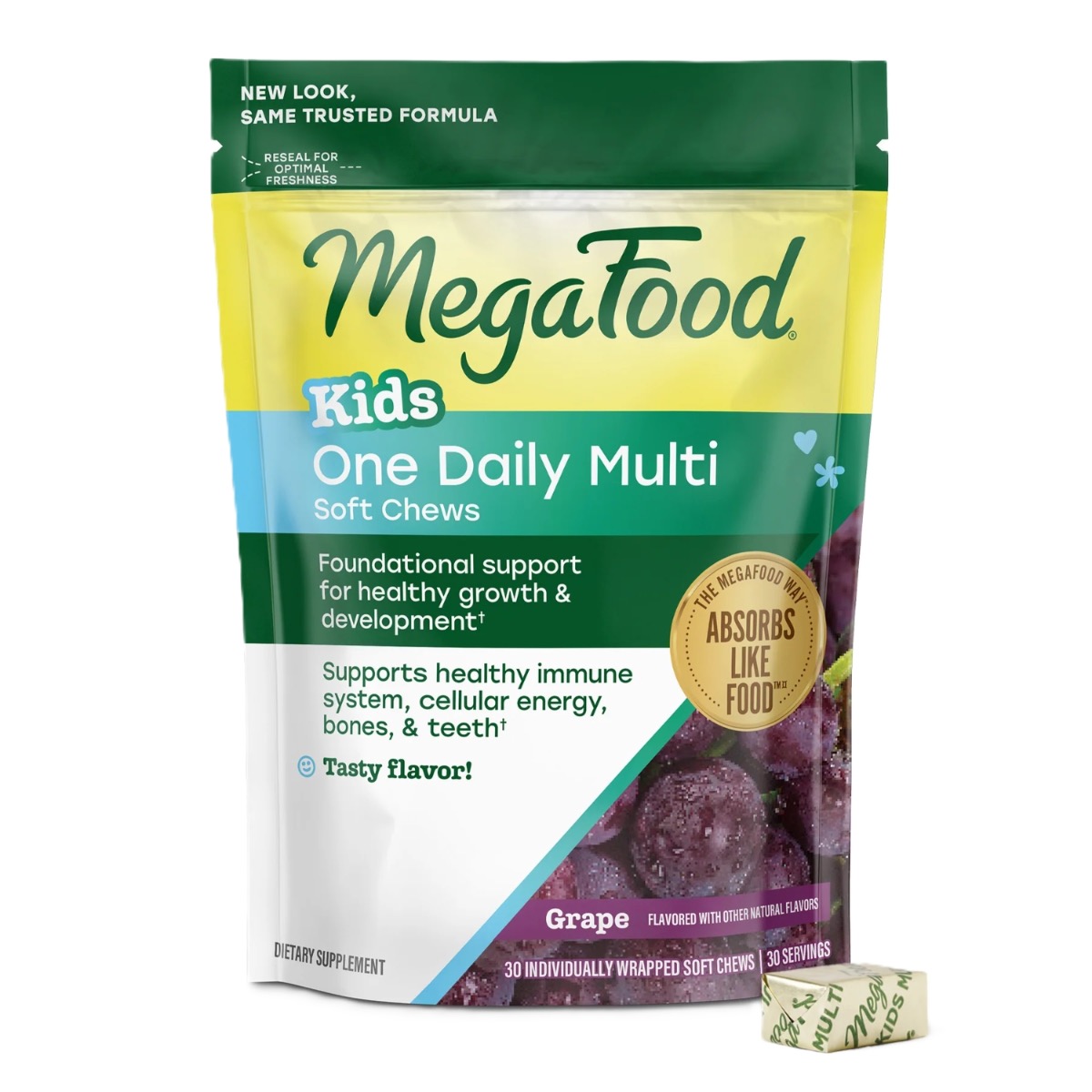 MegaFood Kids One Daily Multivitamínico para crianças – Mastigações suaves 30 chews