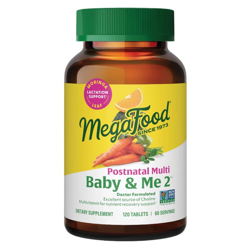 MegaFood Baby & Me 2 Pós-Natal Multivitamínico e mineral 120 tabletes
