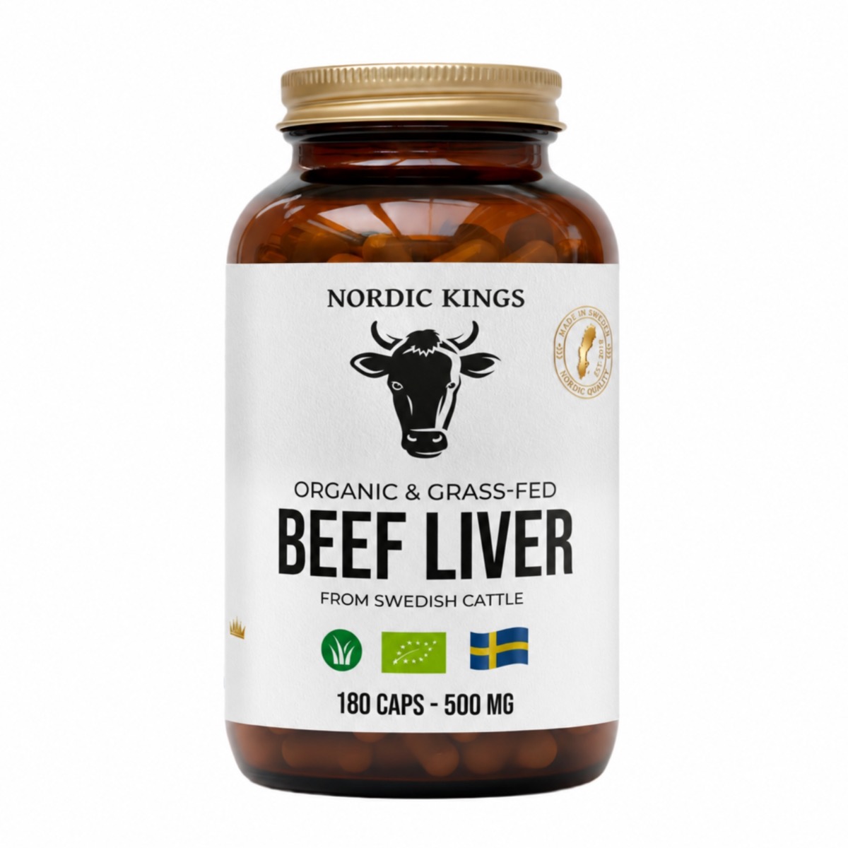 Nordic Kings Fígado de bovino ervas e orgânico 180 cápsulas